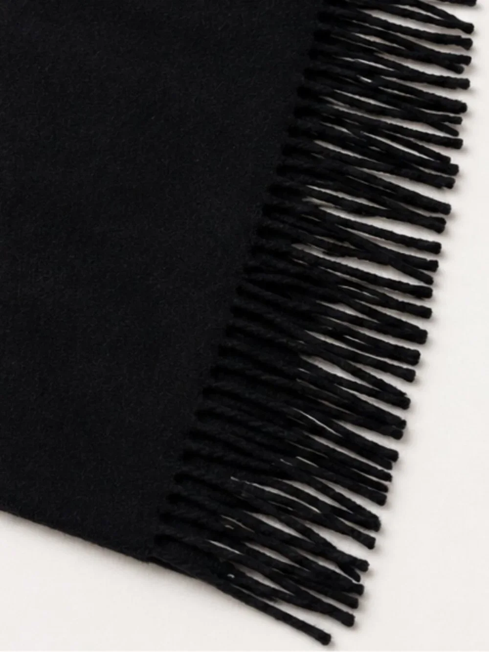 Vintage Lanvin Paris Wool Fringe Scarf Black